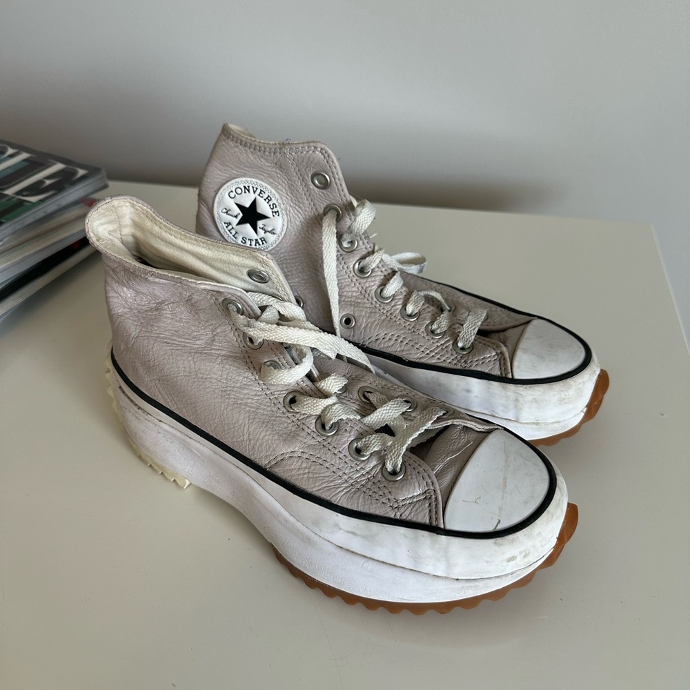Converse High-Top Sneakers in Gray and White